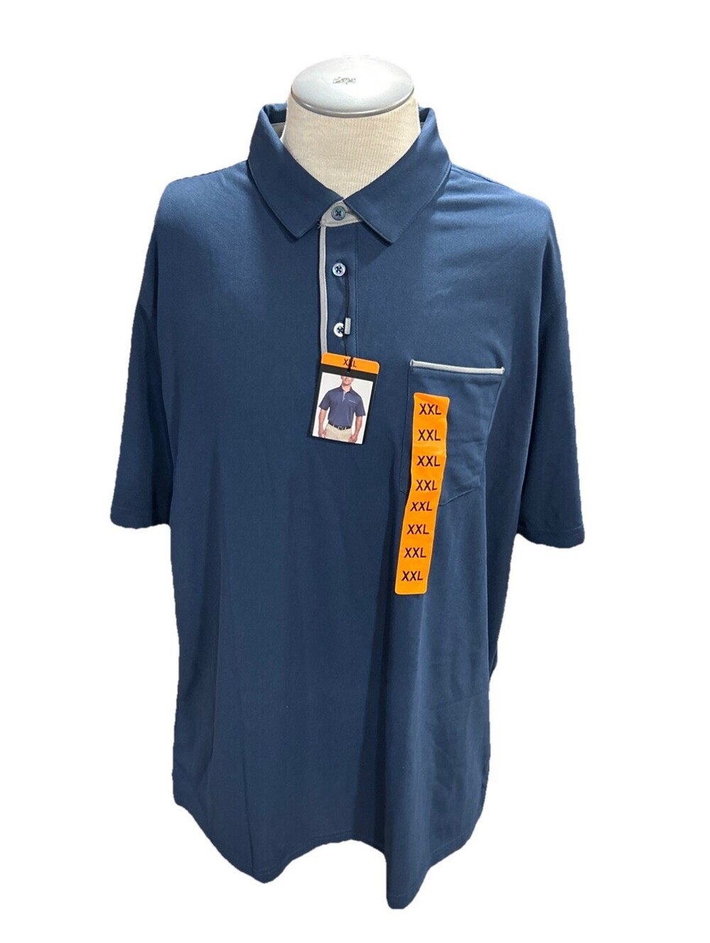 pebble beach dry luxe performance polo XXL Mens Blue Short Sleeves